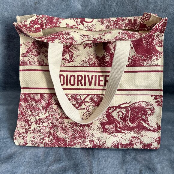 Christian Dior Riviera Red Raffia Beach Tote GWP - Picture 1 of 3